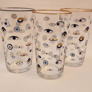 Anthropologie Rakle Refined 4 Watchful Evil Eye Gold Rimmed Glasses Eye Mal De O